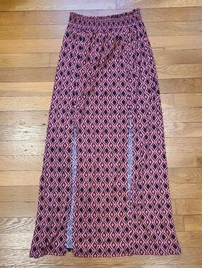 No Boundaries Pink and Black Geometric Maxi Skirt